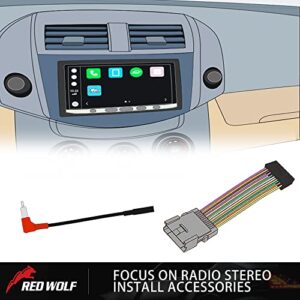 RED WOLF Radio Wiring Harness Antenna Adapter Connector Compatible with Dodge 2007-2011, Jeep 2008-2011, Chrysler 2008-2011Install Aftermarket Car Stereo CD Player Wire Cable Plug