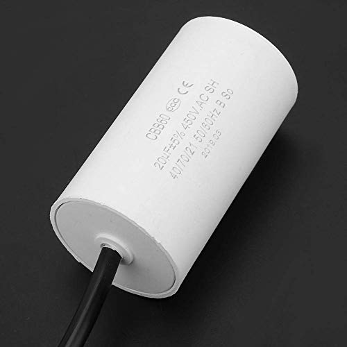 Capacitor, 20UF Capacitor CBB60 Motor Start Capacitor Start Capacitor Run Capacitor CBB60 Motor Start Capacitor 450V 20uF Microfilter Capacitor with Cable Guide, 20UF Sheathed Capacitor