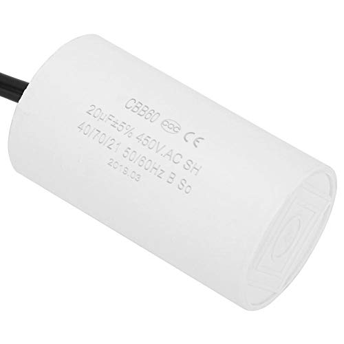 Capacitor, 20UF Capacitor CBB60 Motor Start Capacitor Start Capacitor Run Capacitor CBB60 Motor Start Capacitor 450V 20uF Microfilter Capacitor with Cable Guide, 20UF Sheathed Capacitor
