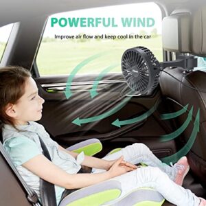 Aluan Car Fan, USB Powered Car Cooling Fan, 3 Speed Strong Wind 5V Rear Seat Air Circulation Fan with Adjustable Clip for Vehicles SUV RV