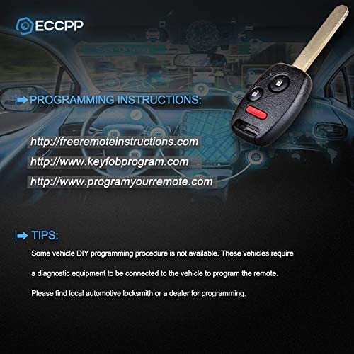 ECCPP for honda accord key fob Uncut Keyless Entry Remote Car Key Fob for 07 08 09 10 11 12 13 14 15 honda key fob CR-Z CRV FIT Insight Accord Crosstour key fob 313.8MHz MLBHLIK-1T (Pack of 2)