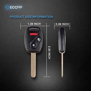 ECCPP for honda accord key fob Uncut Keyless Entry Remote Car Key Fob for 07 08 09 10 11 12 13 14 15 honda key fob CR-Z CRV FIT Insight Accord Crosstour key fob 313.8MHz MLBHLIK-1T (Pack of 2)