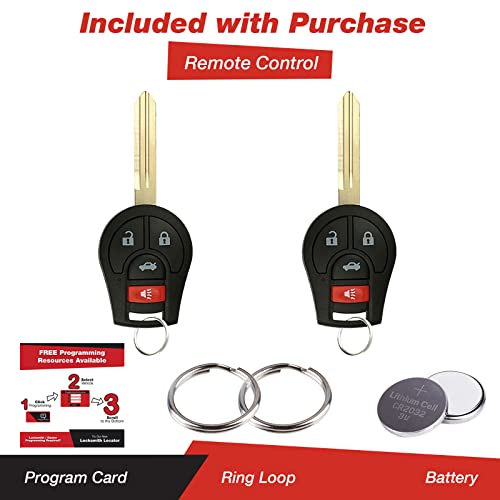 2X KeylessOption Remote Key Fob 4btn for Nissan (CWTWB1U751, CWTWB1U816)