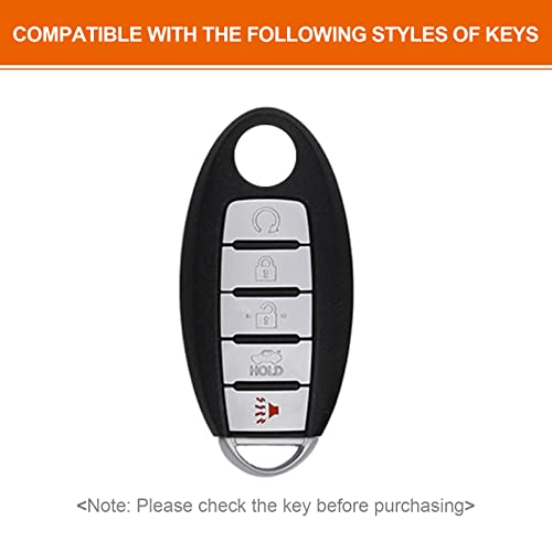 SK CUSTOM Smart Key Fob Case Cover Compatible with Infiniti JX35 Q50 Q60 QX56 QX60 QX80 for Nissan Altima Armada Maxima Murano Pathfinder Rogue 5 Button Keyless Entry Remote