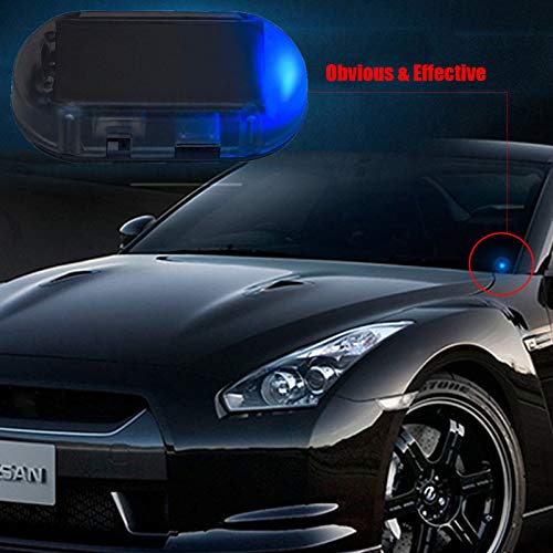 PerfecTech Car Solar Power Simulated Dummy Alarm Warning Anti-Theft LED Flashing Security Light with New USB Port （Blue）