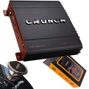 crunch px-1025.2 1000 watts power x two channel car audio amplifier with gravity magnet phone holder bundle