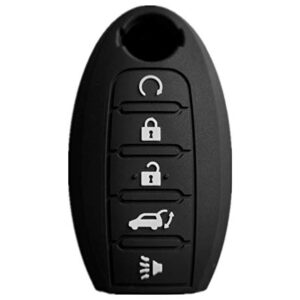 Silicone Full Protective Key Fob Remote Cover Case Skin Jacket for 2013-2021 Nissan 370Z Armada Murano Rogue Maxima Altima Sedan Pathfinder 285E3-3TP5A KR55WK48903（5 Buttons Black ）