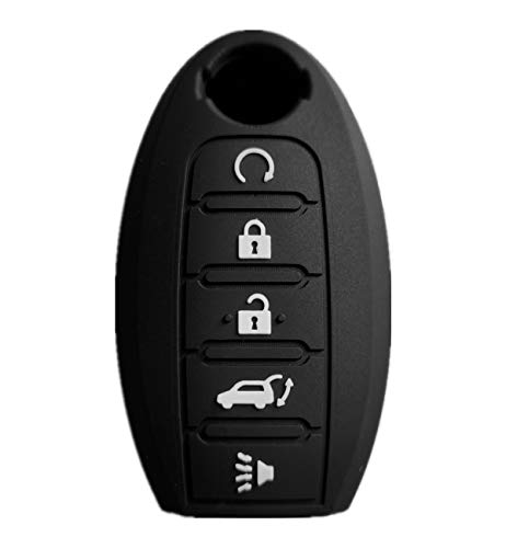 Silicone Full Protective Key Fob Remote Cover Case Skin Jacket for 2013-2021 Nissan 370Z Armada Murano Rogue Maxima Altima Sedan Pathfinder 285E3-3TP5A KR55WK48903（5 Buttons Black ）