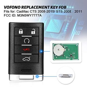 Key fob, VOFONO Keyless Entry Remote Smart Replacement Compatible with Cadillac CTS 2008-2015/ STS 2008 - 2011 (FCC ID: M3N5WY7777A) 5 Buttons