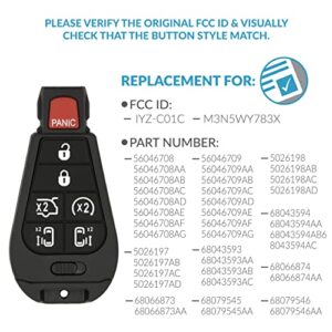 Keyless2Go Replacement for 7 Button Remote Key Chrysler Dodge Volkswagen IYZ-C01C 56046708 AG - with Durashell Technology