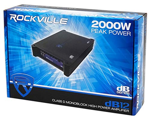 Rockville dB12 2000w Peak / 500w RMS Mono Car Amplifier + Amp Kit