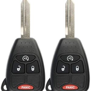 KeylessOption Keyless Remote Start Fob Uncut Car Ignition Key for Chrysler Aspen 07-09 Ram Dakota Durango (Pack of 2)