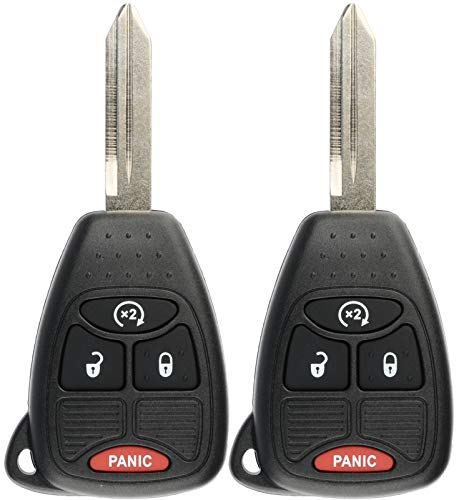 KeylessOption Keyless Remote Start Fob Uncut Car Ignition Key for Chrysler Aspen 07-09 Ram Dakota Durango (Pack of 2)