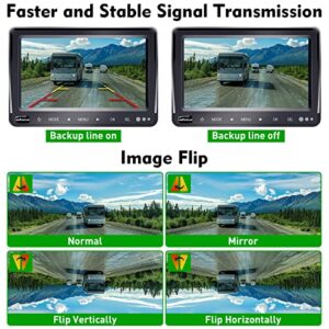 LeeKooLuu Wireless Backup Camera for RV HD 1080P 7 Inch Touch Button Monitor High-Speed Rear View System Compatible RVs Trailers Trucks 5th Wheel DIY Grid Lines F06