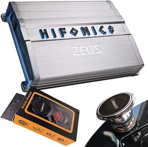 hifonics zg-1200.1d 1200 watts zeus gamma mono subwoofer car audio amplifier with gravity magnet phone holder bundle