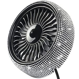 car fans with 3 speeds car cooling fan 360° rotatable car fans with bling rhinestones crystal and led light car vent fan usb car cooling air fan for cars vehicles suvs vent