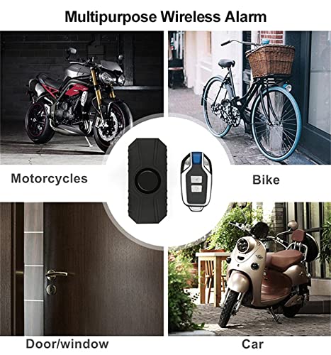 113dB Bike Alarm Wireless Vibration Motion Sensor Waterproof Bicycle Motorcycle Anti-Theft Alarm with Remote Control (with Remote 1 Pack)