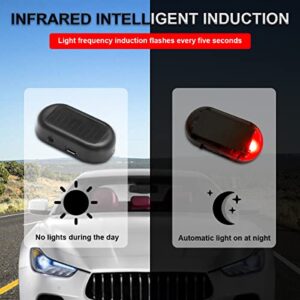 Car Solar Power Simulated Dummy Alarm, Anti-Theft LED Flashing Security Light Fake Lamp, Automotive Warning Interior Safety Lights with USB Charger Port, Car Accessories Universal for Most Cars (Red)