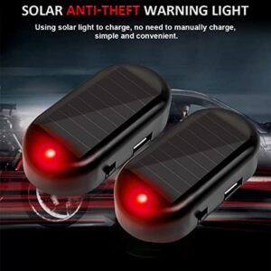 Car Solar Power Simulated Dummy Alarm, Anti-Theft LED Flashing Security Light Fake Lamp, Automotive Warning Interior Safety Lights with USB Charger Port, Car Accessories Universal for Most Cars (Red)