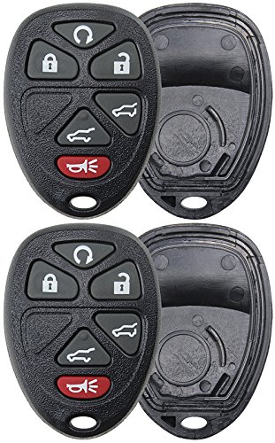 2 KeylessOption Replacement 6 Button Keyless Entry Remote Key Fob Shell Case and Button Pad -Black