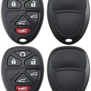 2 KeylessOption Replacement 6 Button Keyless Entry Remote Key Fob Shell Case and Button Pad -Black