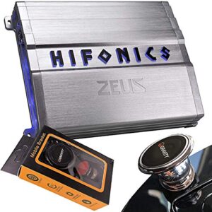 hifonics zg-600.4 600w zeus gamma series 4-channel car audio subwoofer amplifier with gravity magnet phone holder