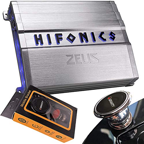 Hifonics ZG-600.4 600W Zeus Gamma Series 4-Channel Car Audio Subwoofer Amplifier with Gravity Magnet Phone Holder