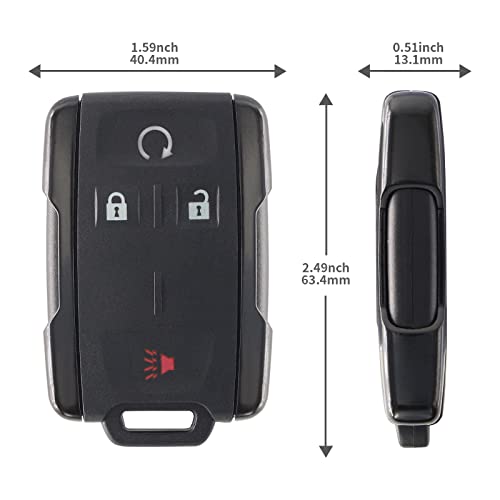 1 Replacement Remote Car Key Key Fob Clicker Transmitter, 4 Buttons Entry Remote for Chevrolet Silverado Key Fob for GM M3N-32337200 22881479, Black