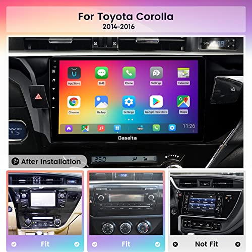 Dasaita 10.2" Android 11 Radio for Toyota Corolla 2014 2015 2016 Bluetooth Stereo GPS Navigation PX6 DSP Wireless Carplay 1280 x 720 HD Android Auto Head Unit