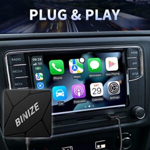 Binize Wirelss Carplay Adapter, 2023 Newest Carplay Wireless Dongle for Factory Wired CarPlay Cars to Convert Wired to Wireless, Plug&Play, Latest BT 5.2, Fast WiFi 5.8GHz, USB/Type-C 2Cables
