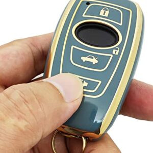 vurbemes 360 Degree Soft TPU Protector Key Fob Cover Case Compatible with Subaru Forester Outback BRZ Legacy CrossTrek Key Fob (Blue)