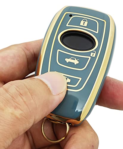 vurbemes 360 Degree Soft TPU Protector Key Fob Cover Case Compatible with Subaru Forester Outback BRZ Legacy CrossTrek Key Fob (Blue)