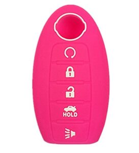 kawihen silicone key fob cover fit for nissan 5 button(pink)