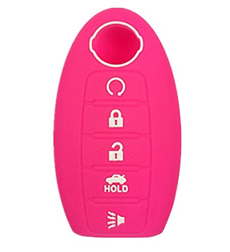 KAWIHEN Silicone Key Fob Cover Fit for Nissan 5 button(PINK)