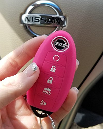 KAWIHEN Silicone Key Fob Cover Fit for Nissan 5 button(PINK)