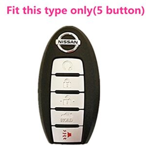 KAWIHEN Silicone Key Fob Cover Fit for Nissan 5 button(PINK)