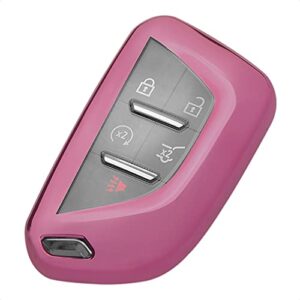 tangsen smart key fob case pink tpu protective cover compatible with cadillac ct4 ct5 3 4 5 button keyless entry remote control accessories