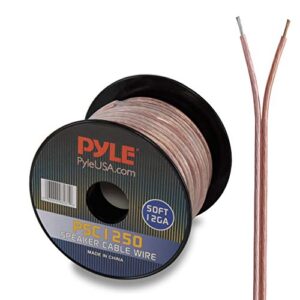 pyle 50ft 12 gauge speaker wire – copper cable in spool for connecting audio stereo to amplifier, surround sound system, tv home theater and car stereo – psc1250