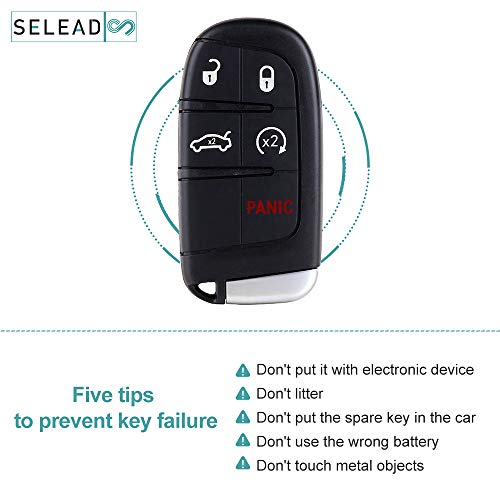 SELEAD Flip Key Fob 5 Buttons Keyless Entry Remote fit for 2011-2016 for Chrysler 300 for Dodge for Charger for Jeep for Grand for Cherokee Antitheft Keyless Entry Systems M3N32337100 1pc US Stock