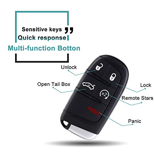 SELEAD Flip Key Fob 5 Buttons Keyless Entry Remote fit for 2011-2016 for Chrysler 300 for Dodge for Charger for Jeep for Grand for Cherokee Antitheft Keyless Entry Systems M3N32337100 1pc US Stock