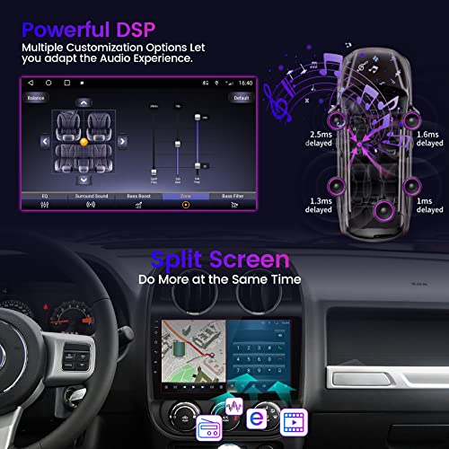 Car Radio Stereo for Jeep Patriot Compass 2010-2016, 10 inch Android 11 Head Unit Touch Screen Built in Apple Carplay Andriod Auto DSP IPS Bluetooth GPS Navigation 2G RAM 32G ROM