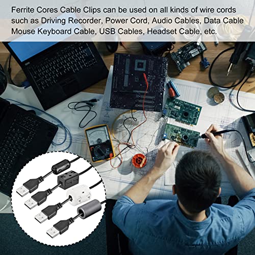 MECCANIXITY Ferrite Cores Cable Clips 19mm Square Type RFI EMI Noise Suppression Filter for Power Transmission, Audio Video Cable