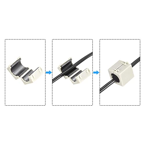 MECCANIXITY Ferrite Cores Cable Clips 19mm Square Type RFI EMI Noise Suppression Filter for Power Transmission, Audio Video Cable