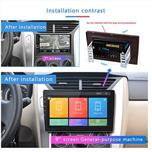 Android Double Din Car Stereo Hikity 9 Inch Ultra-thin Touch Screen Radio with GPS Navigation Bluetooth FM Radio Receiver Support WiFi Connect Mirror Link for Phone with Dual USB Input + Backup Camera