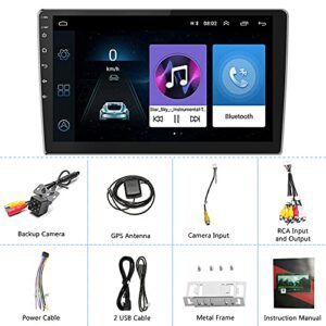 Android Double Din Car Stereo Hikity 9 Inch Ultra-thin Touch Screen Radio with GPS Navigation Bluetooth FM Radio Receiver Support WiFi Connect Mirror Link for Phone with Dual USB Input + Backup Camera
