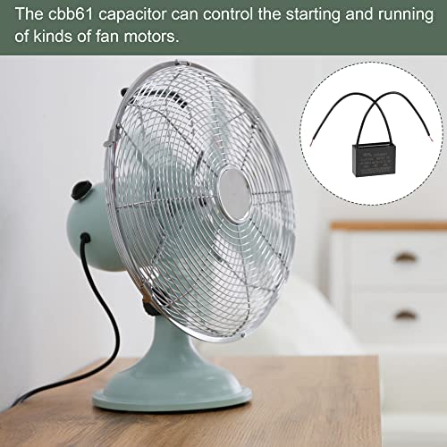 YOKIVE Ceiling Fan Capacitor CBB61, Metallized Polypropylene Film Capacitor Great for Fans Pumps Motors Running (2uF 250V AC 2 Wires 50/60Hz)