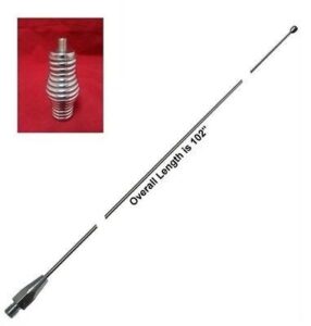 hustler 102 inch whip cb antenna – stainless steel with heavy duty barrel spring