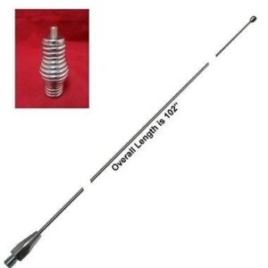 Hustler 102 Inch Whip CB Antenna - Stainless Steel with Heavy Duty Barrel Spring