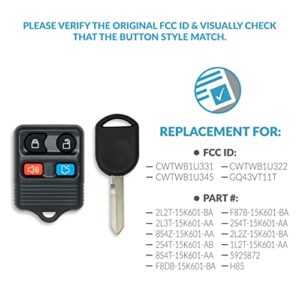 Keyless2Go Replacement for Entry Remote Car Key Fob Vehicles That Use Self-Programming with New Uncut 80 Bit Transponder Ignition Car Key H85