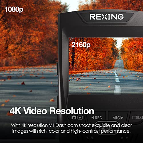 RexingUSA V1-4K Ultra HD Car Dash Cam with Wi-Fi 2.4” LCD Screen | 170° Wide Angle Dashboard Camera Recorder with G-Sensor | WDR | Loop Recording | Supercapacitor | Mobile App | 256GB Supported